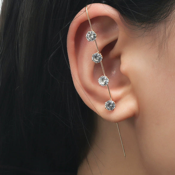 Metal Electroplated Elegant Inlaid Zircon Earrings With Stars And Letters Design