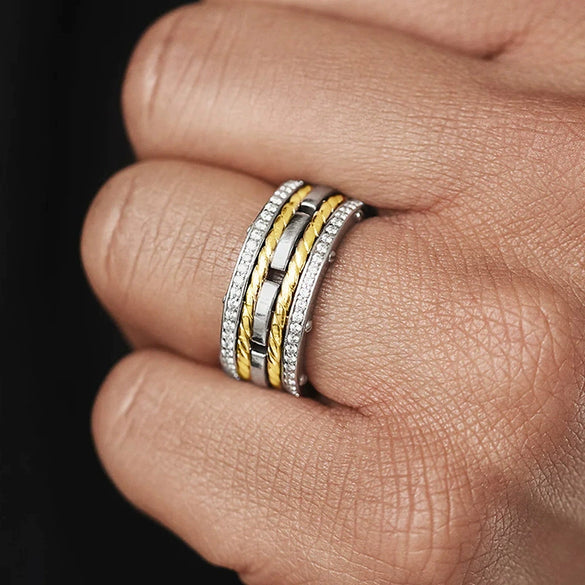 Metal Electroplated Geometric Copper Zirconia Unisex Simple Ring