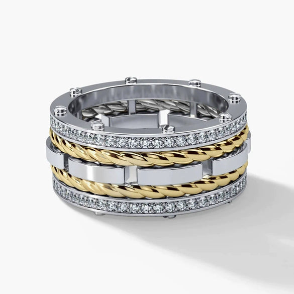 Metal Electroplated Geometric Copper Zirconia Unisex Simple Ring