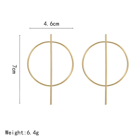 Metal Electroplated Geometric Hollow Circle Long Exaggerated Earrings Fashion Jewelry