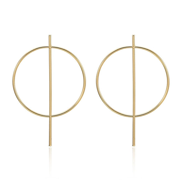 Metal Electroplated Geometric Hollow Circle Long Exaggerated Earrings Fashion Jewelry