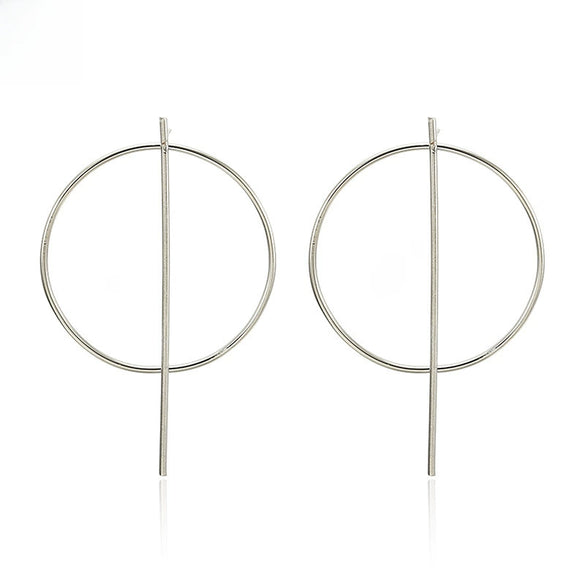 Metal Electroplated Geometric Hollow Circle Long Exaggerated Earrings Fashion Jewelry