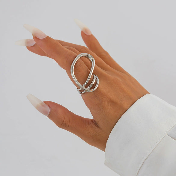Metal Electroplated Irregular Texture Spring Bracelet In Geometric Style