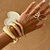 Metal Electroplated Irregular Texture Spring Bracelet In Geometric Style