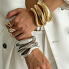 Metal Electroplated Irregular Texture Spring Bracelet In Geometric Style