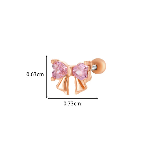 Metal Electroplated Love Bow Spider Conch Flower Style Women's Niche Earrings With Copper Inlaid Zircon