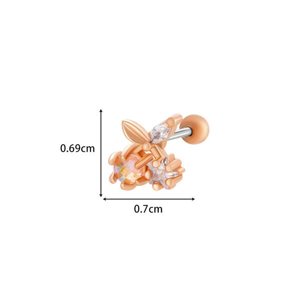 Metal Electroplated Love Bow Spider Conch Flower Style Women's Niche Earrings With Copper Inlaid Zircon