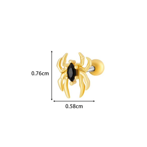 Metal Electroplated Love Bow Spider Conch Flower Style Women's Niche Earrings With Copper Inlaid Zircon