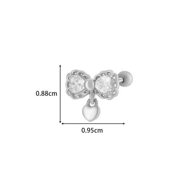 Metal Electroplated Love Bow Spider Conch Flower Style Women's Niche Earrings With Copper Inlaid Zircon