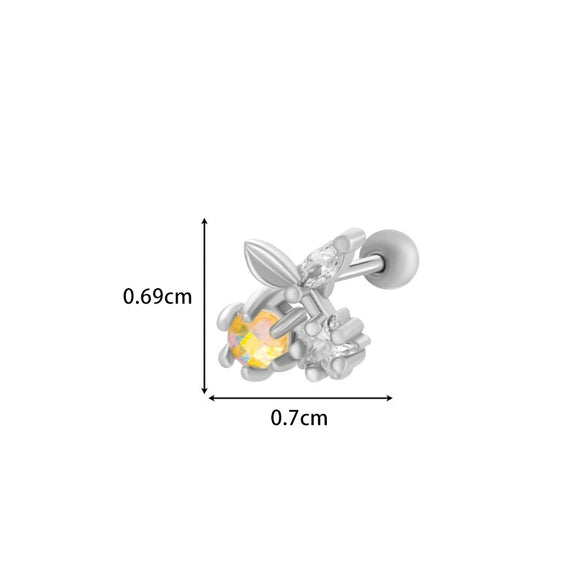 Metal Electroplated Love Bow Spider Conch Flower Style Women's Niche Earrings With Copper Inlaid Zircon