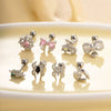 Metal Electroplated Love Bow Spider Conch Flower Style Women's Niche Earrings With Copper Inlaid Zircon