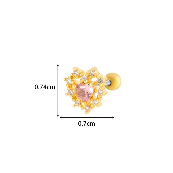 Metal Electroplated Love Bow Spider Conch Flower Style Women's Niche Earrings With Copper Inlaid Zircon