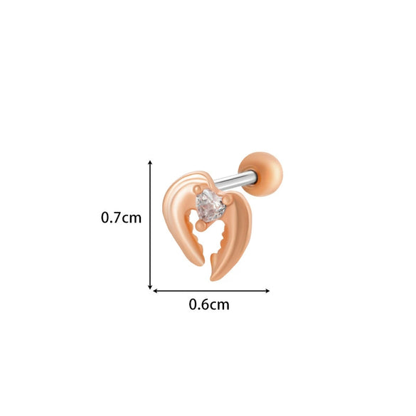 Metal Electroplated Love Bow Spider Conch Flower Style Women's Niche Earrings With Copper Inlaid Zircon