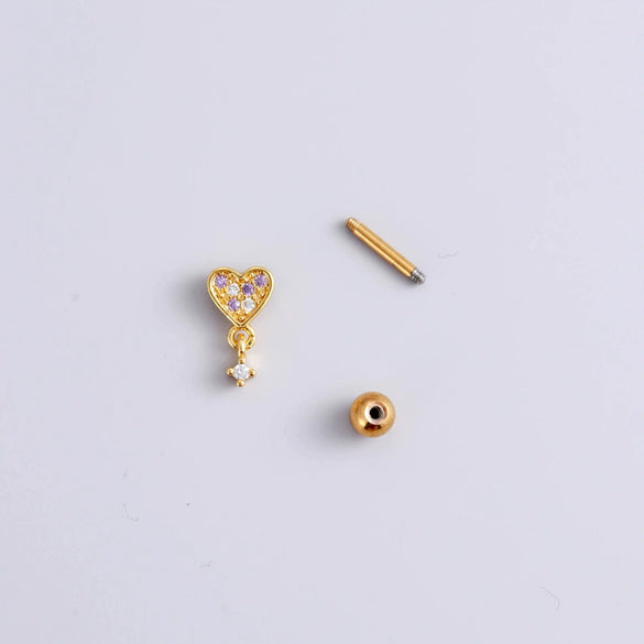 Metal Electroplated Love Fivepointed Star Butterfly Water Drop Heart Style Puncture Ear Nail For Women