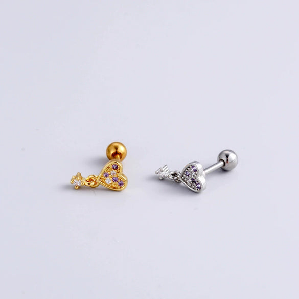 Metal Electroplated Love Fivepointed Star Butterfly Water Drop Heart Style Puncture Ear Nail For Women