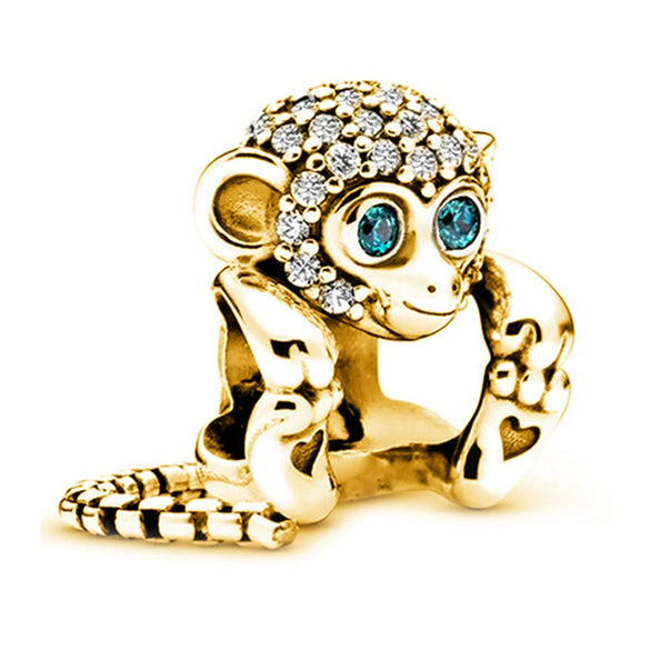 Metal Electroplated Love Pendant Beaded Bracelet With Diamond Embedded And Totem Pattern