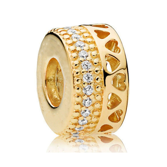 Metal Electroplated Love Pendant Beaded Bracelet With Diamond Embedded And Totem Pattern