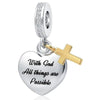 Metal Electroplated Love Pendant Beaded Bracelet With Diamond Embedded And Totem Pattern