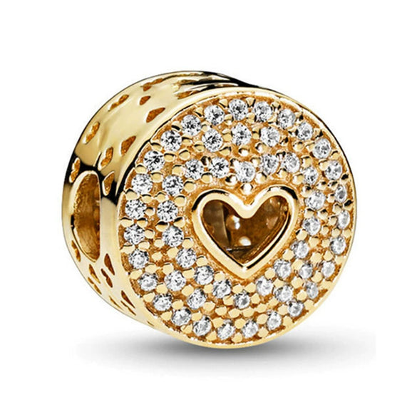 Metal Electroplated Love Pendant Beaded Bracelet With Diamond Embedded And Totem Pattern
