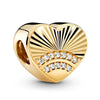 Metal Electroplated Love Pendant Beaded Bracelet With Diamond Embedded And Totem Pattern