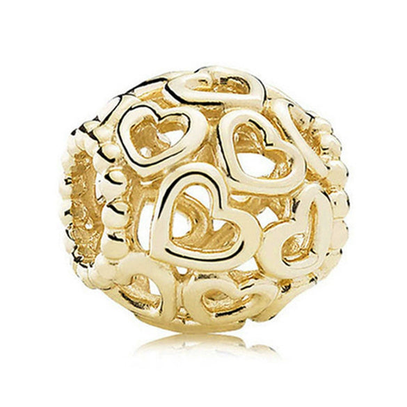 Metal Electroplated Love Pendant Beaded Bracelet With Diamond Embedded And Totem Pattern