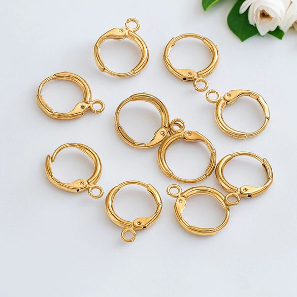 Metal Electroplated Round Single Hole Ear Hook Earrings Jewelry Diy Handmade