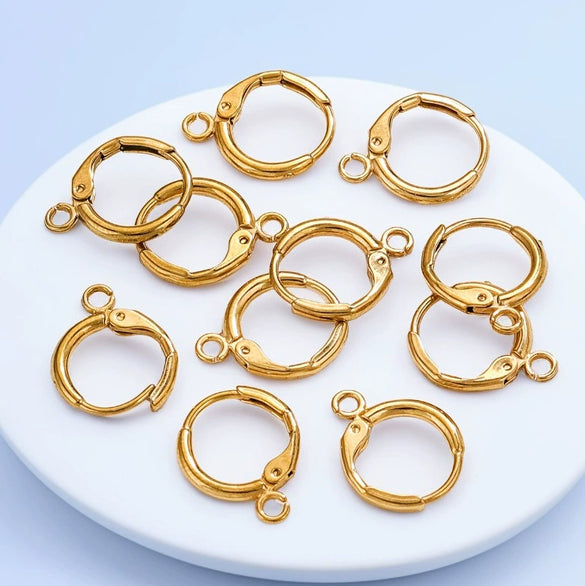 Metal Electroplated Round Single Hole Ear Hook Earrings Jewelry Diy Handmade