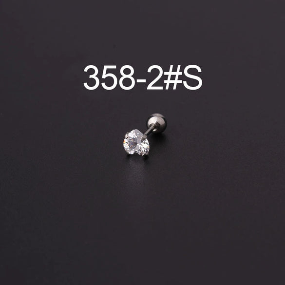 Metal Electroplating Geometric Fivepointed Star Heart Triangle Square Zircon Piercing Earrings For Women