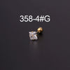 Metal Electroplating Geometric Fivepointed Star Heart Triangle Square Zircon Piercing Earrings For Women