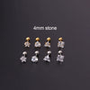 Metal Electroplating Geometric Fivepointed Star Heart Triangle Square Zircon Piercing Earrings For Women