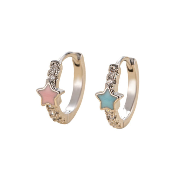 Metal Electroplating Geometric Fivepointed Star Women's Earrings