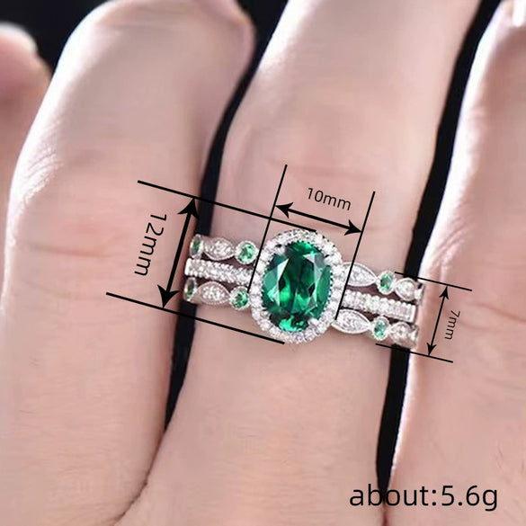 Metal Electroplating Geometric Oval Lady Ring Three Piece Set Copper Zirconia