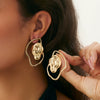 Metal Exaggerated Geometric Ushaped Twisted Cut Out Electroplated Women's Earrings