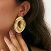 Metal Exaggerated Geometric Ushaped Twisted Cut Out Electroplated Women's Earrings