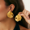 Metal Exaggerated Geometric Ushaped Twisted Cut Out Electroplated Women's Earrings