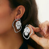 Metal Exaggerated Geometric Ushaped Twisted Cut Out Electroplated Women's Earrings