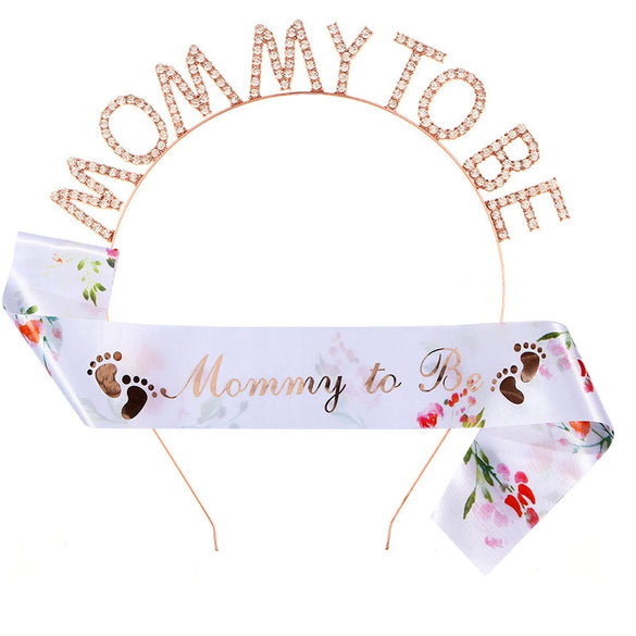 Metal Fashion Mommy To Be Hairband Shoulder Strap Set 2Piece Party Headwear