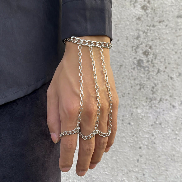 Metal Finger Bracelet For Men Hiphop Exaggerated Street Fashion Geometric Iron