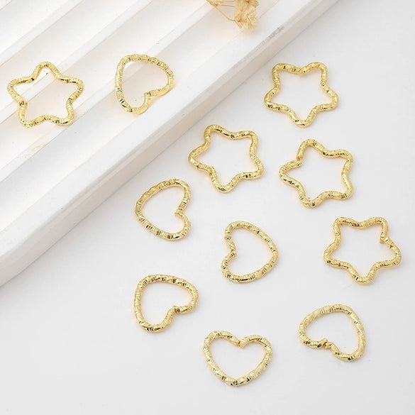 Metal Fivepointed Star Heart Embossed Electroplated Ring Diy Accessories