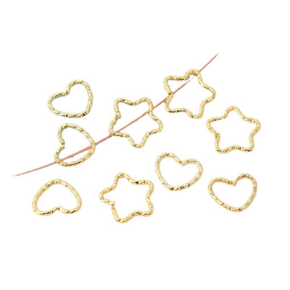 Metal Fivepointed Star Heart Embossed Electroplated Ring Diy Accessories