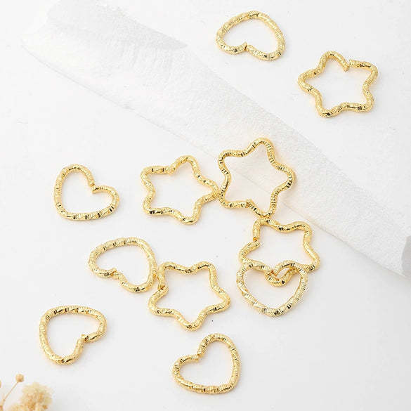 Metal Fivepointed Star Heart Embossed Electroplated Ring Diy Accessories