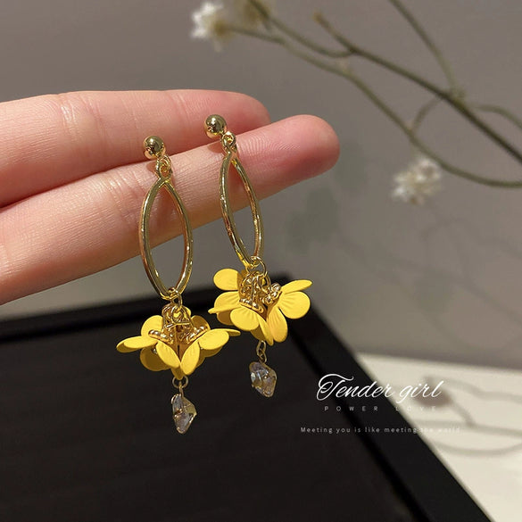 Metal Flower Butterfly Geometric Baking Paint Earrings For Women