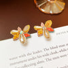 Metal Flower Butterfly Geometric Baking Paint Earrings For Women