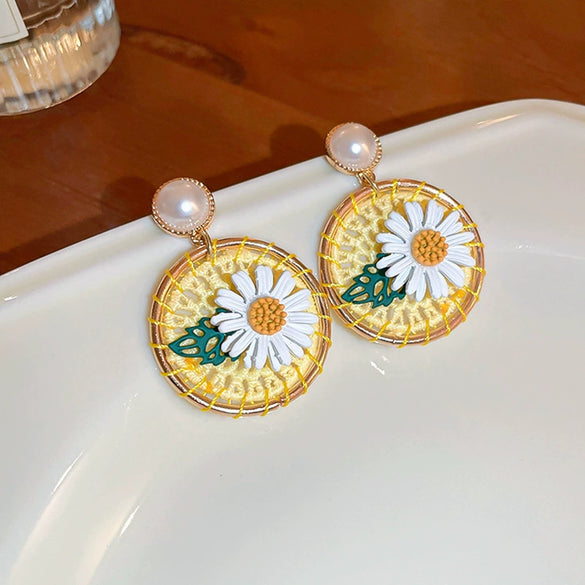 Metal Flower Butterfly Geometric Baking Paint Earrings For Women