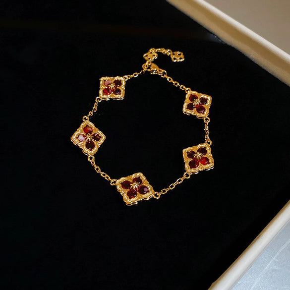 Metal Flower Electroplated Women's Light Luxury Simple Allmatch Bracelet Accessories