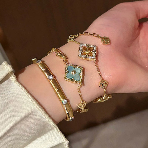 Metal Flower Electroplated Women's Light Luxury Simple Allmatch Bracelet Accessories