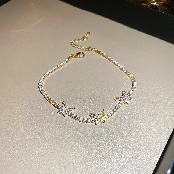Metal Flower Electroplated Women's Light Luxury Simple Allmatch Bracelet Accessories