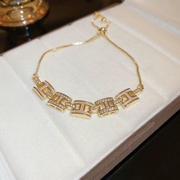 Metal Flower Electroplated Women's Light Luxury Simple Allmatch Bracelet Accessories