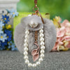 Metal Flower Female Plush Creative Keychain Bag Pendant