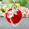 Metal Flower Female Plush Creative Keychain Bag Pendant